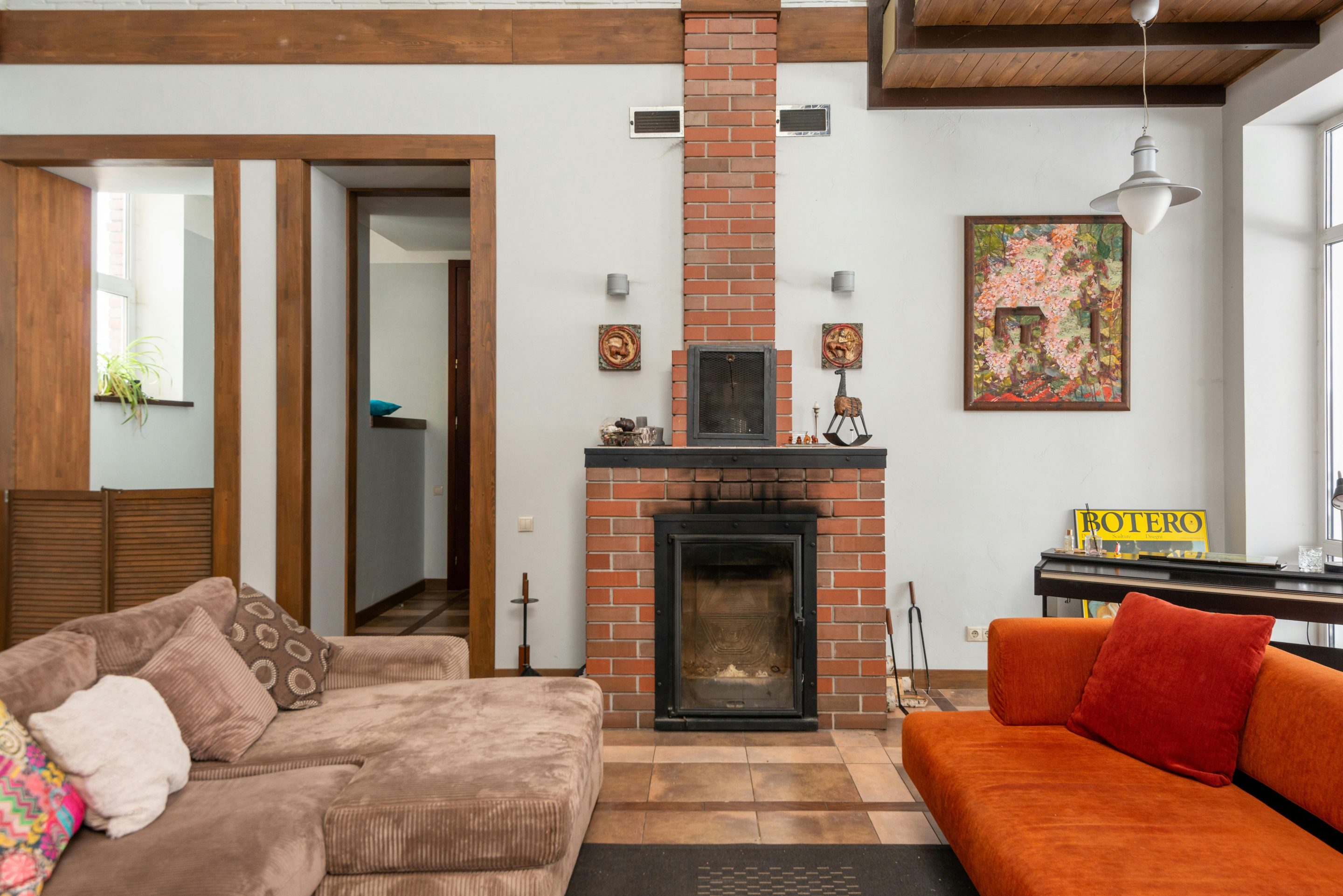 living room with fireplace